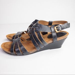 Sofft Leather Sandal Wedges Black & Brown